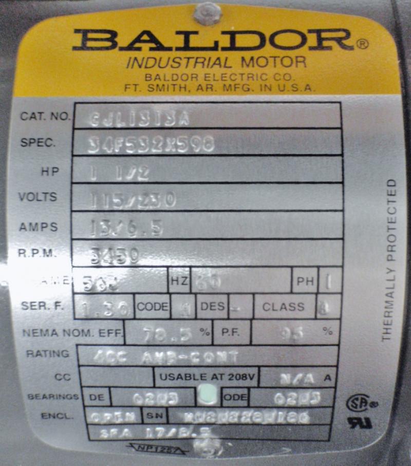 Baldor CJL1313A Motor | Garden City Plastics