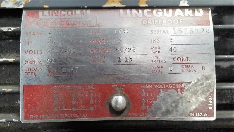 Lincoln 20hp Lincguard Ac Motor Garden City Plastics Lincoln 20hp Lincguard Ac Motor