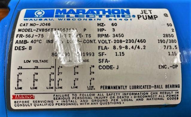 Marathon ZVB56T34D5353A-P Jet Pump | Garden City Plastics