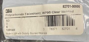 3M WP96 Polycarbonate Clear Molded Faceshield