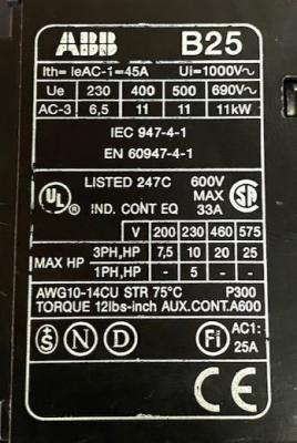 ABB B25-30-10 33-Amp Contactor