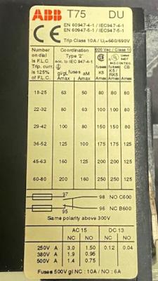 ABB T75-DU Thermal Overload Relay