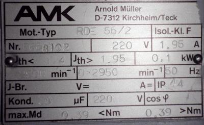 AMK RDE56/2 1:60 Gearmotor label