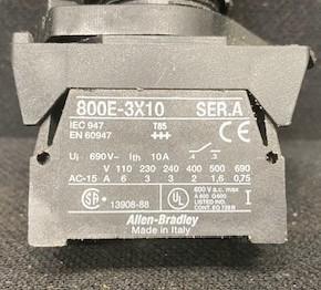 Allen Bradley 800E-3X10 Series A Contact Block with 800E3D0 Series A Light Block and Push Button