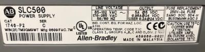 Allen-Bradley 1746-P2 Series C Power Supply with 1746-A7 Series B 7-Slot PLC Rack