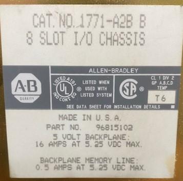 Allen-Bradley 1771-A2B Series B 8-Slot I/O Chassis PLC