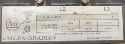 Allen-Bradley 509-DOD Series A Full Voltage Non-Reversing Starter