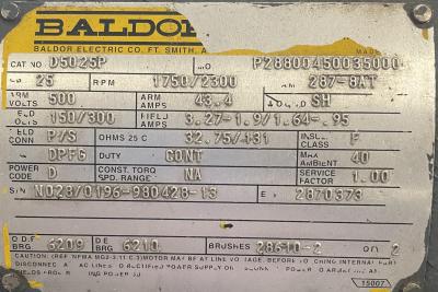 Baldor Electric Motor Data