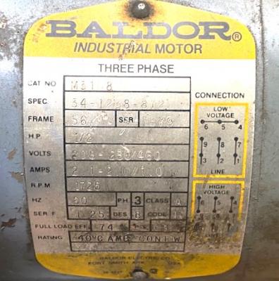 Baldor M3108 1/2-HP Motor