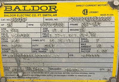 Baldor Electric Motor Data