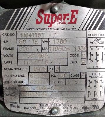 Baldor Super-E, EM4115T 50 HP motor