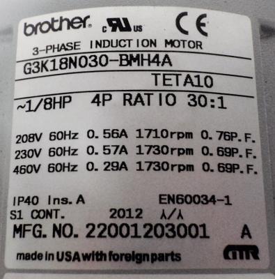 Brother 3-Phase Motor G3K18N030-BMH4A