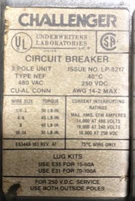 Challenger LP-8217 Circuit Breaker