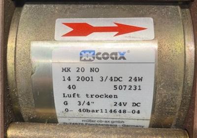 Coax MK 20 NO Coaxial Pneumatic Valve