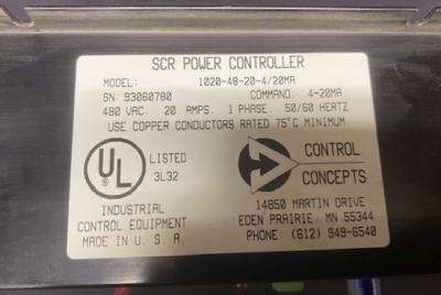 Control Concepts 1020-48-20-4/20MA SCR Power Controller