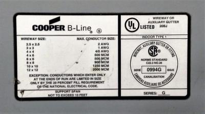Cooper B-Line Series 0994G Gray Wireway