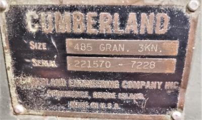 Grinder Data Plate View Cumberland 485-GRAN-3KN 20 HP Grinder