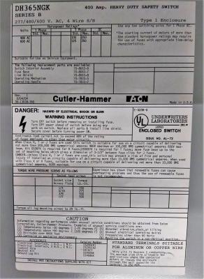 Cutler-Hammer DH365NGK General Duty Safety Switch