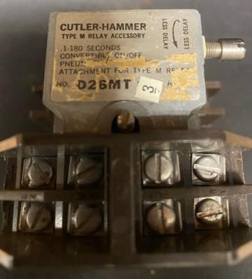 Cutler-Hammer Type M (D26MB, D26MPR, D26MPL, D26MPS) Relay with Cutler-Hammer D26MT Type M Time Delay Attachment