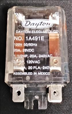 Relay Data Plate View Dayton 1A491E 8-Pin Enclosed Power Relay