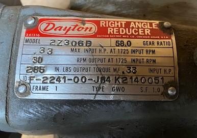 Dayton 2Z306B 58:1 Gear Reducer
