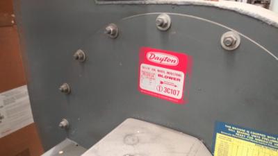 Dayton 10 HP Industrial Blower Data Tag