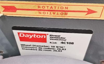 Blower Data Plate View Dayton 4C108 Blower