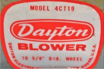 Dayton Blower Data Plate View Dayton 4C119 1.5 HP Blower