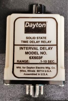 Time Delay Relay Data Plate View Dayton 6X603F Solid State Time Delay Relay