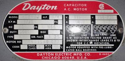 Dayton A.C. Motor 4K8590