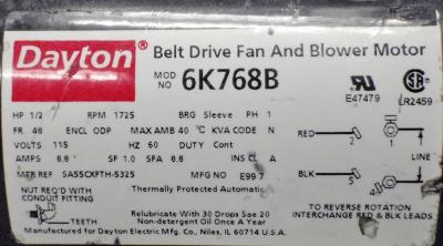 Belt Drive Fan and Blower Motor 6K768B