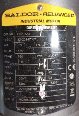 EMP flat conveyor Baldor motor plate 