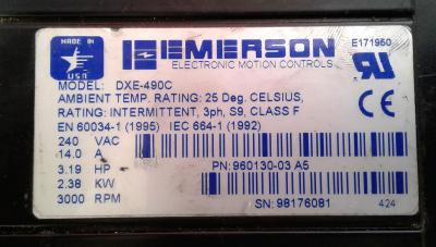 Emerson DXE-490C  Servo Motor 3.19 Hp