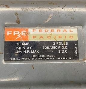 Federal Pacific 3332SN Enclosed Fusible Safety Switch
