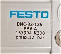 Pneumatic Cylinder Data Plate View Festo DNC-32-126-PPV-A Pneumatic Cylinder