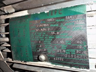 Motor Data Plate View Foremost DB-5 Blower