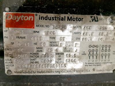 Foremost SHD-2 motor data plate