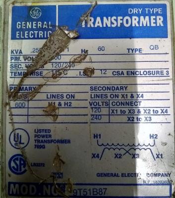 General Electric 9T51B87 Transformer