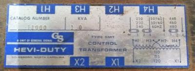 General Signal Hevi-Duty 1.0 KVA Transformer 