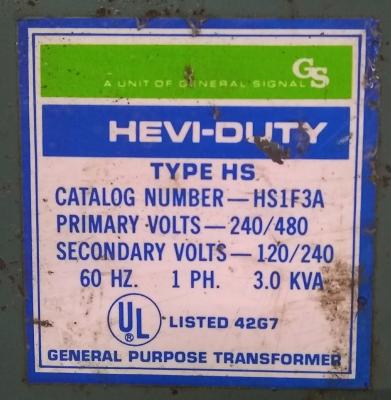General Signal Hevi-duty Transformer 