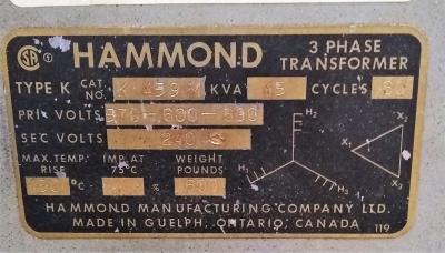 Hammond Transformer 45 KVA