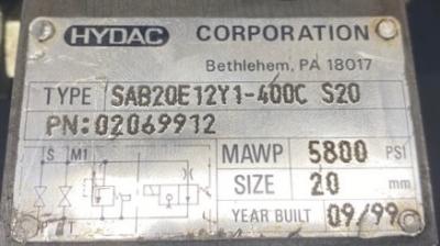 Hydac SAB20E12Y1-400C S20 Hydraulic Valve