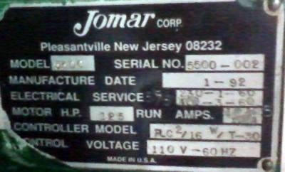 Jomar 175-Ton 5500 data plate