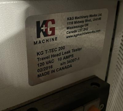 K&G Machine Travel Head Leak Tester Data
