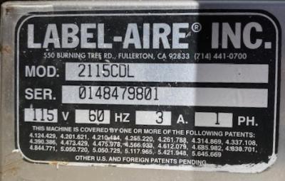 Label-Aire 2115-1250 CD Applicator Labeler