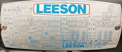 Motor Data Plate View Leeson .75 HP Blower