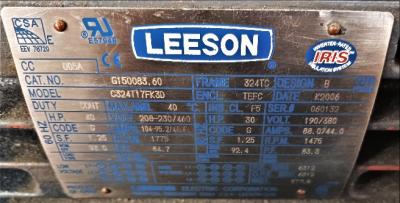 Motor Data Plate View Leeson C324T17FK3D 40 HP Pump Motor