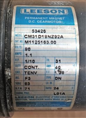 DC Motor Data Plate View Leeson CM31D18NZ92A DC Motor