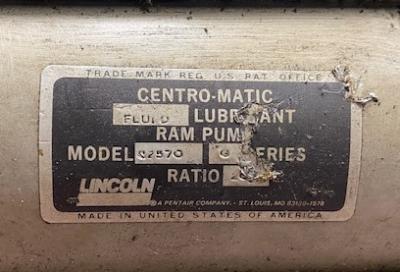 Lincoln Centro Matic 82570 Fluid Lubricant Ram Pump