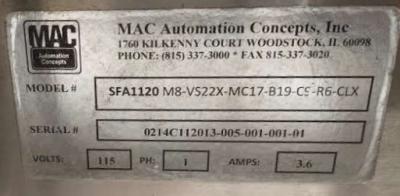 MAC 130 inch long 19 inch wide data tag